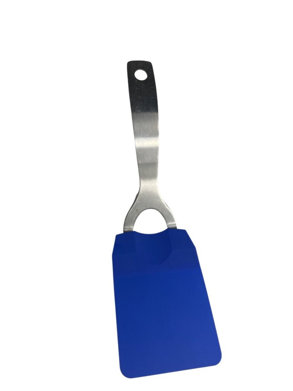 Stainless Steel & Blue Plastic Spatula With Hanging Hole - 8 Inches Long 29t
